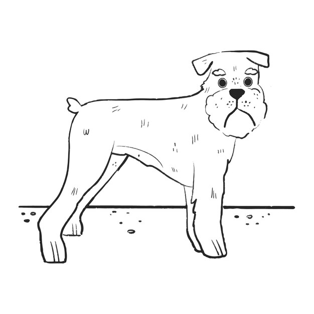 Cane disegnato a mano, illustrazione di contorno