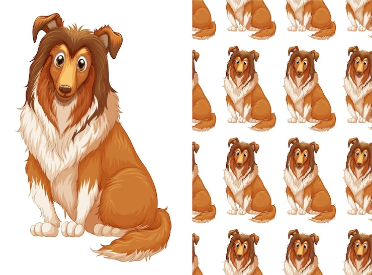 Vettore gratuito cane seamless pattern e illustrazione