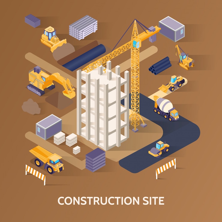 Vettore gratuito cantiere isometrico
