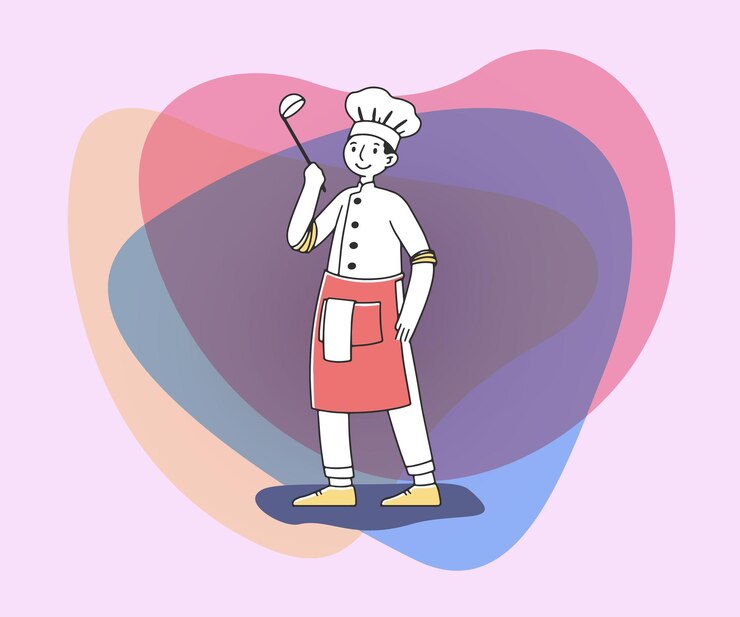 Vettore gratuito capo in uniforme con illustrazione vettoriale piatta del cucchiaio