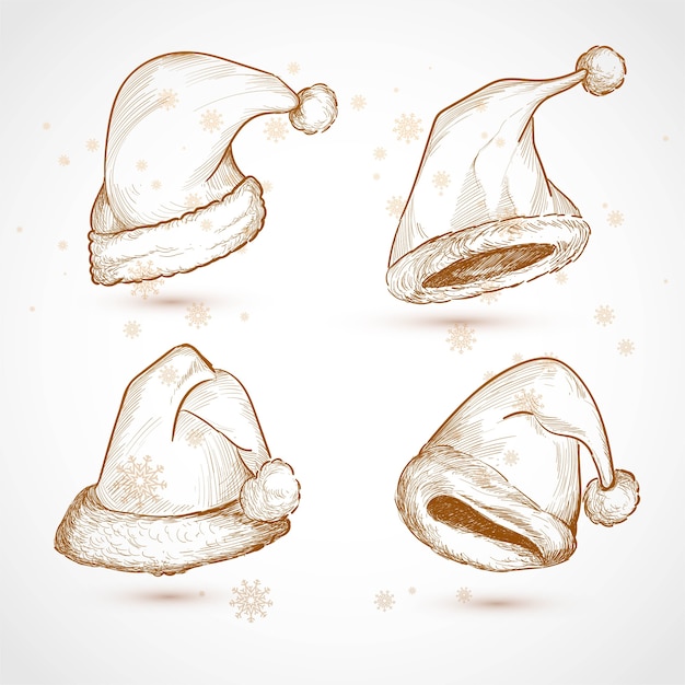 Cappelli di Natale disegnati a mano schizzo scenografia