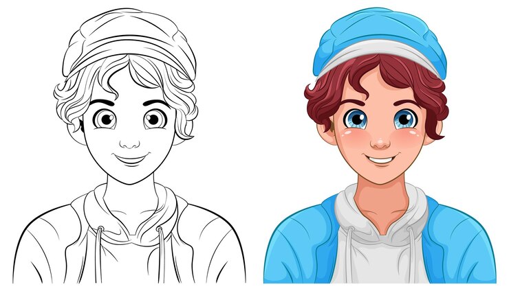 Vettore gratuito cappello da portare del fumetto teenager maschio