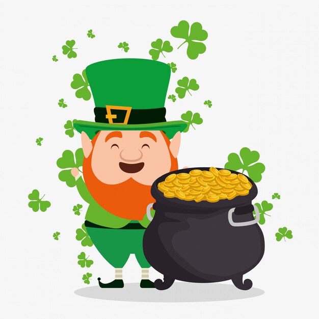 Cappello da portare dell'elfo del giorno di St Patrick con il calderone e le monete