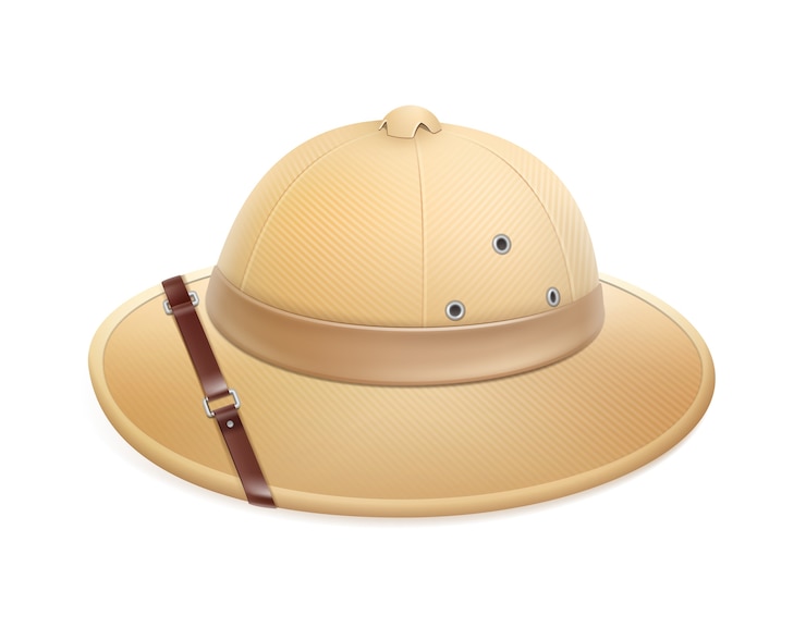 Vettore gratuito cappello di safari avventura beige di vettore con cintura isolato su priorità bassa bianca