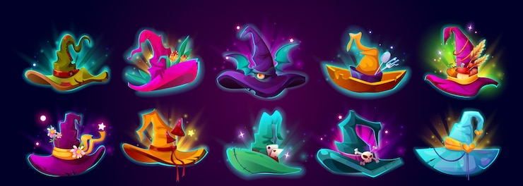Vettore gratuito cappello magico per la strega o il mago delle favole fantastiche