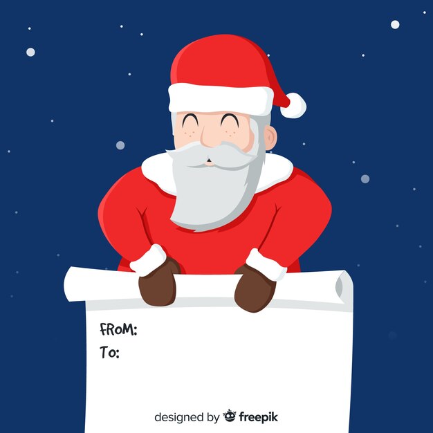 Carattere adorabile di natale che tiene modello vuoto