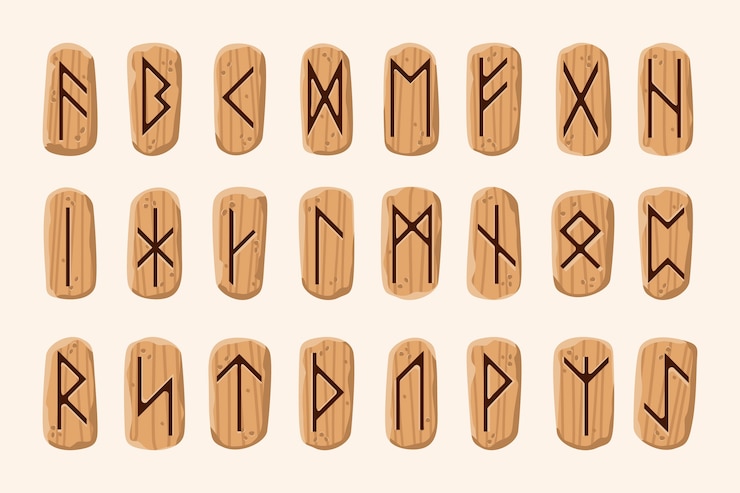 Vettore gratuito carattere/alfabeto delle rune vichinghe disegnate a mano