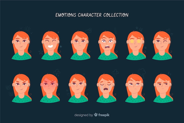 Vettore gratuito carattere che mostra la raccolta di emozioni