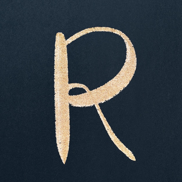 Carattere della lettera maiuscola di vettore della lettera r di calligrafia dell'oro