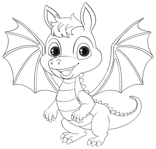 Carattere di colorazione di doodle del fumetto del drago