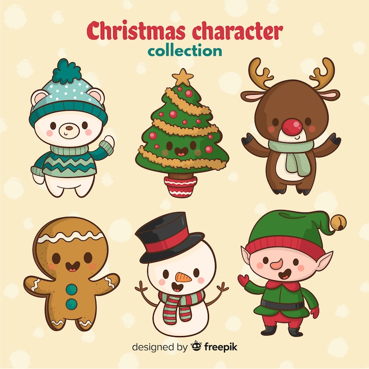 Vettore gratuito carattere di natale carino disegnato a mano