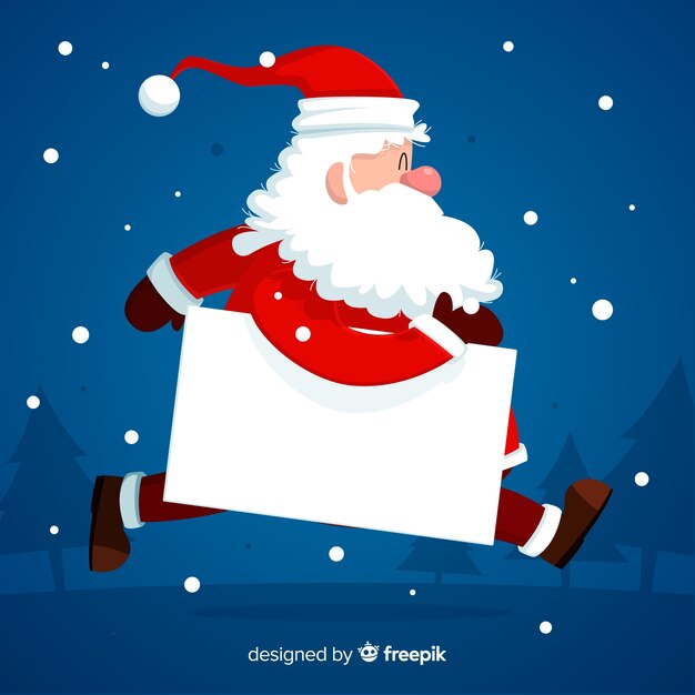 Carattere di Natale che tiene carta vuota bianca