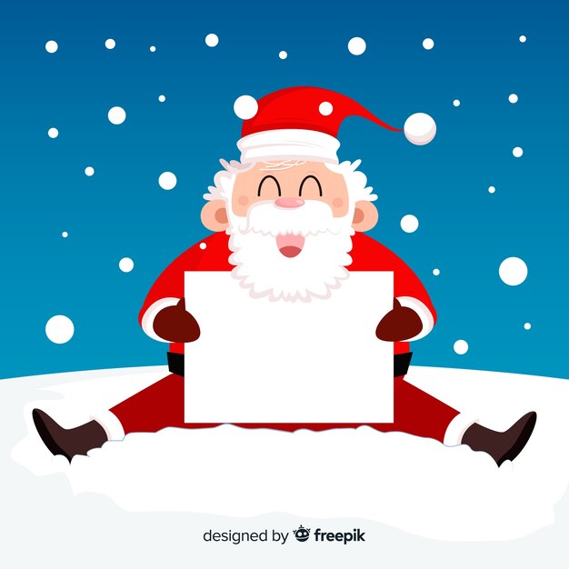 Carattere di Natale che tiene carta vuota bianca