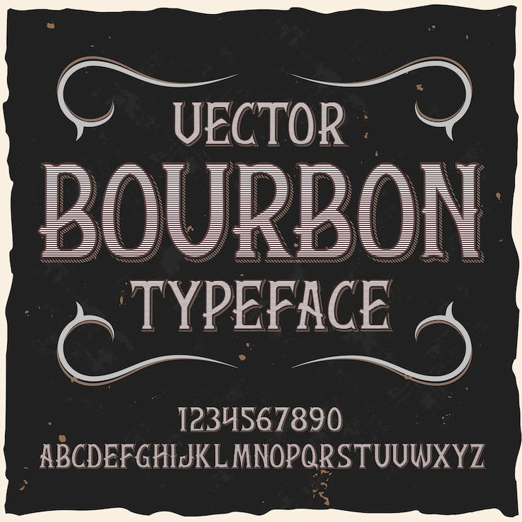 Vettore gratuito carattere tipografico dell'etichetta originale denominato "bourbon".