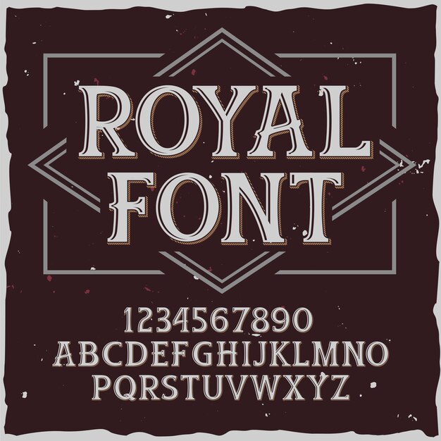 Carattere tipografico dell'etichetta originale denominato "Royal". Buon carattere artigianale per qualsiasi progettazione di etichette.