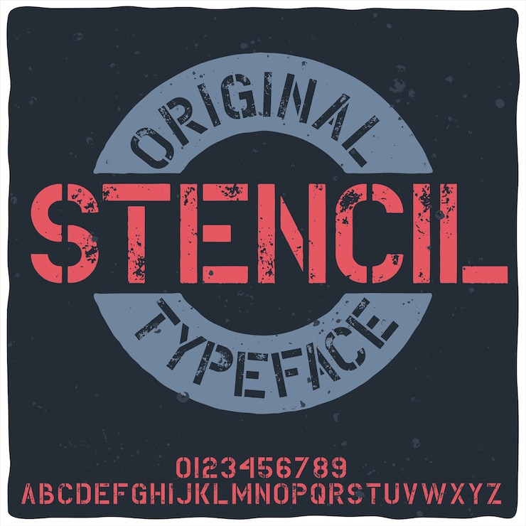 Vettore gratuito carattere tipografico dell'etichetta originale denominato "stencil".