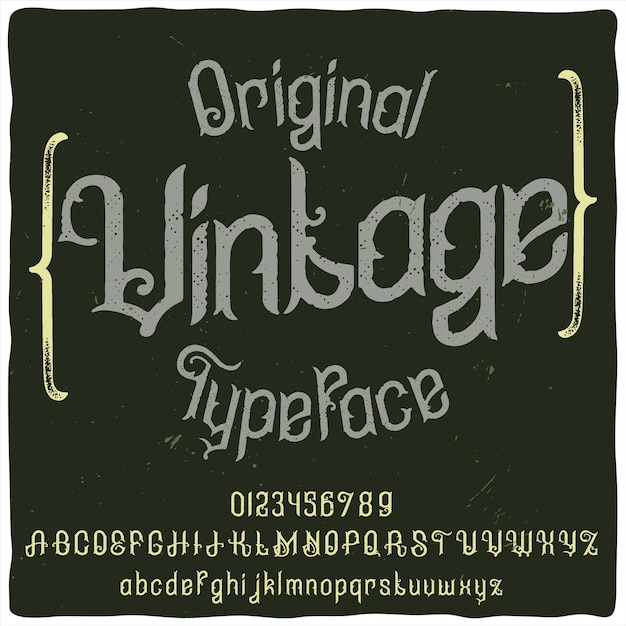 Carattere tipografico dell'etichetta originale denominato "Vintage"