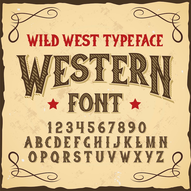 Vettore gratuito carattere tipografico dell'etichetta originale denominato "western".