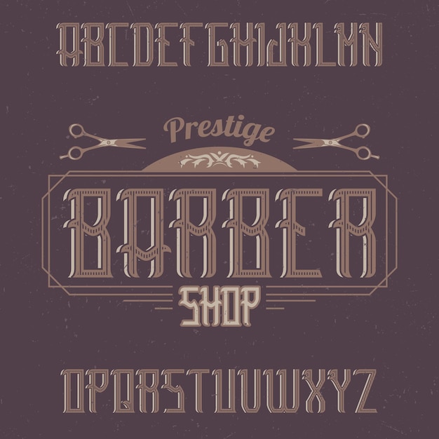 Carattere tipografico di etichetta vintage denominato BarberShop