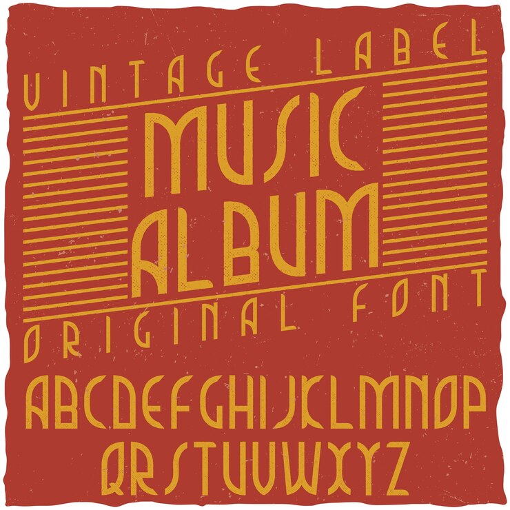 Vettore gratuito carattere tipografico di etichetta vintage denominato music album