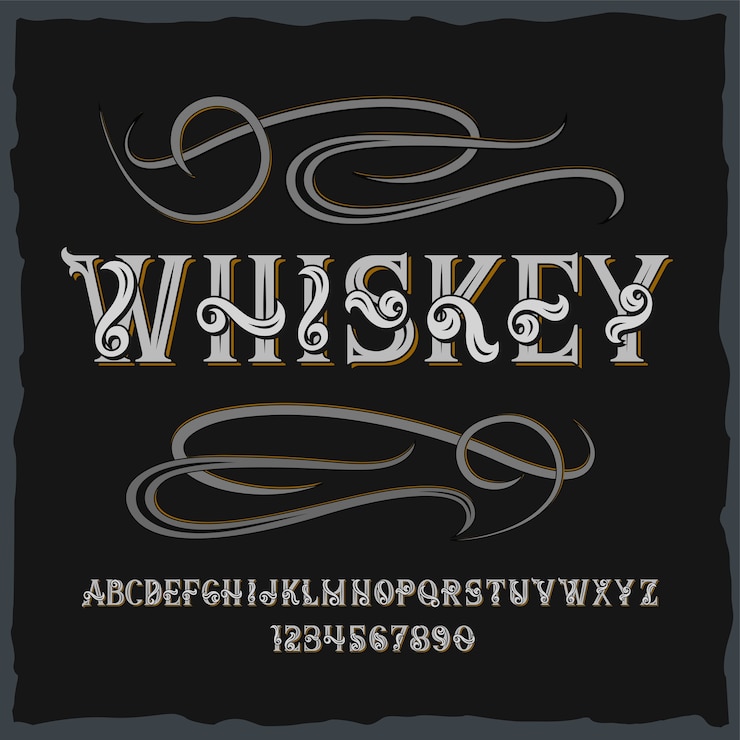 Vettore gratuito carattere tipografico di etichetta vintage denominato "whisky".