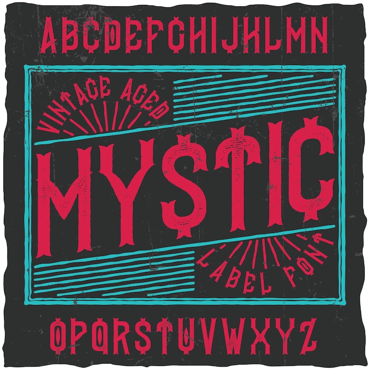 Vettore gratuito carattere tipografico etichetta vintage denominato mystic. buon carattere da utilizzare in qualsiasi etichetta o logo vintage.