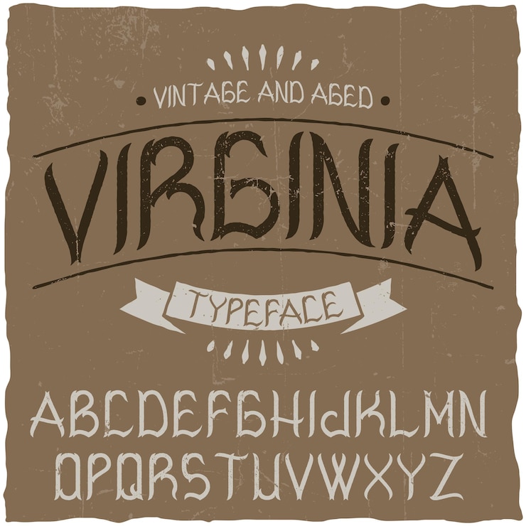 Vettore gratuito carattere tipografico etichetta vintage denominato virginia