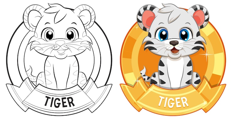 Vettore gratuito carina illustrazione vettoriale della mascotte della tigre