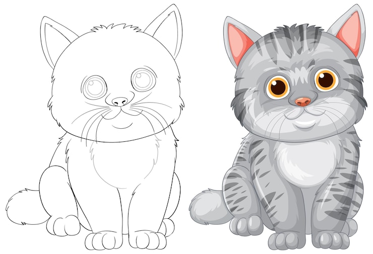 Vettore gratuito carina illustrazione vettoriale di gatto