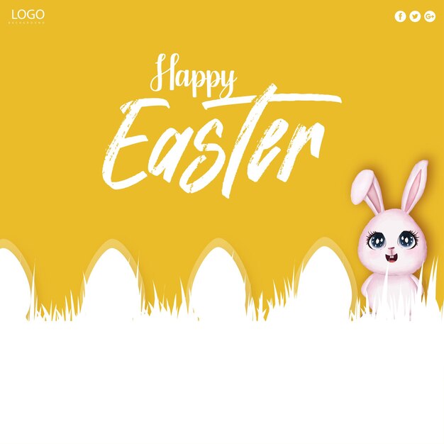 Carino colorato felice Pasqua vendita Poster Banner giallo sfondo bianco con uova vettore gratuito