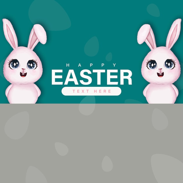 Carino colorato felice Pasqua vendita Poster Banner verde sfondo grigio con uova vettore gratuito