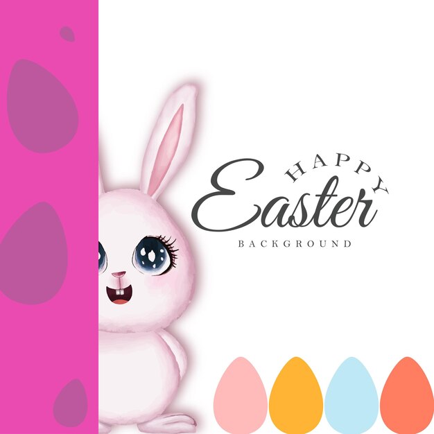 Carino colorato felice Pasqua vendita poster Banner viola sfondo rosa con uova vettore gratuito
