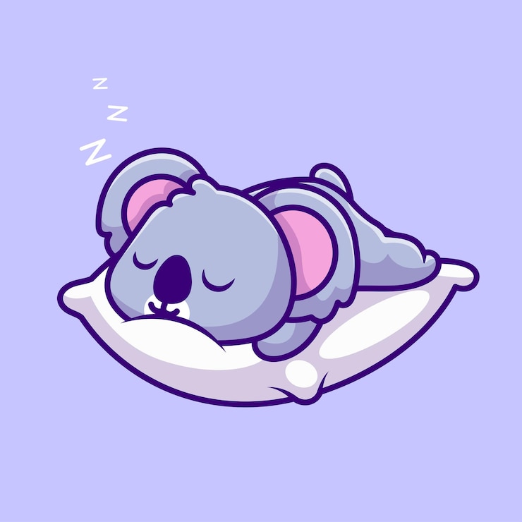 Vettore gratuito carino koala che dorme sul cuscino cartoon icona vettore illustrazione animale natura icona concetto isolato