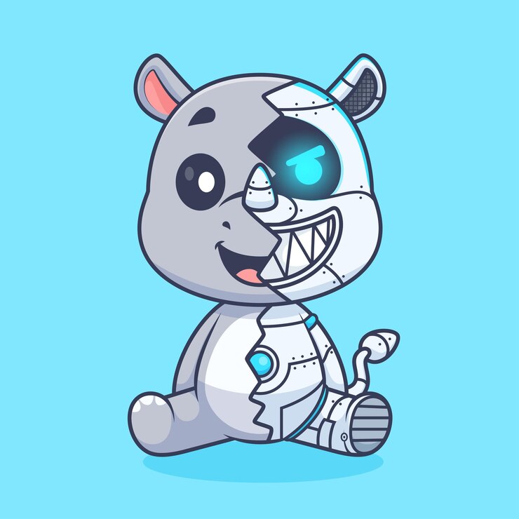Vettore gratuito carino robot cyborg cartone animato icona vettoriale illustrazione icona della tecnologia animale vetore piatto isolato