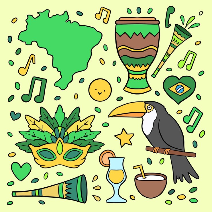 Vettore gratuito carnevale brasiliano disegnato a mano