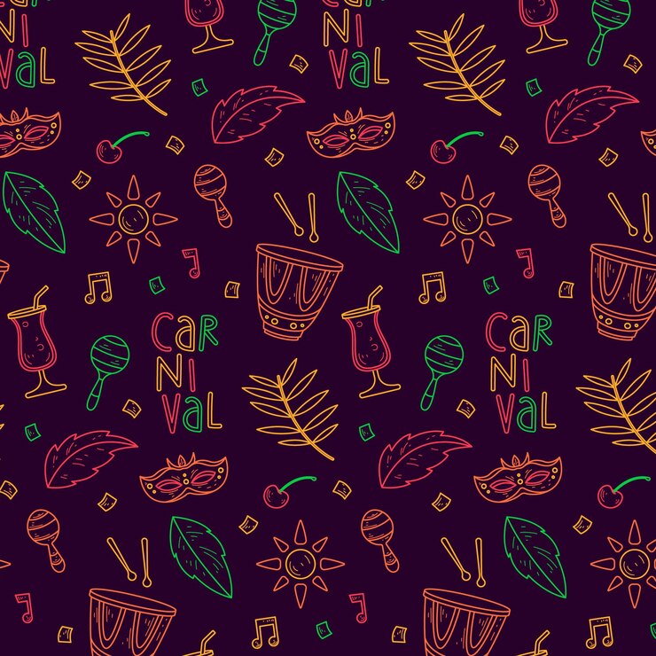 Vettore gratuito carnevale brasiliano modello disegnato a mano