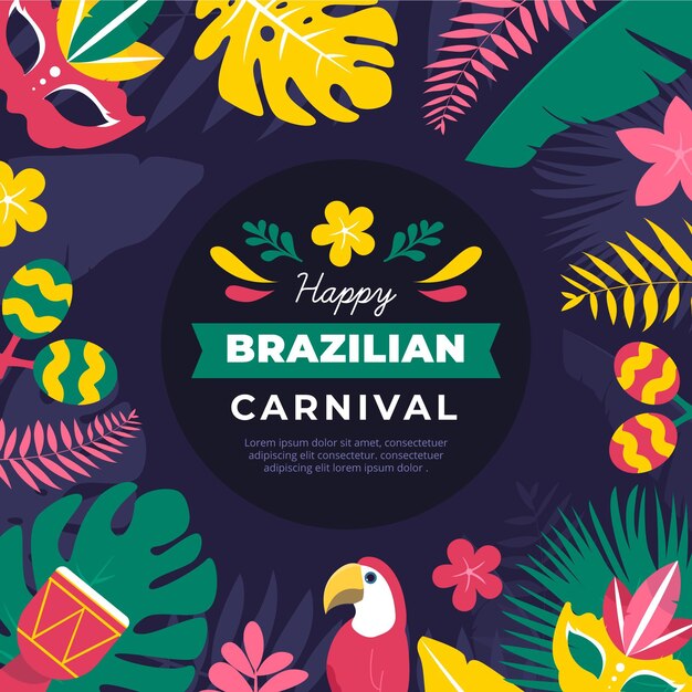 Carnevale brasiliano piatto con vegetazione