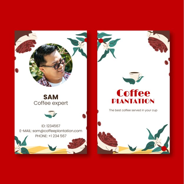 Carta d'identità della piantagione di caffè disegnata a mano