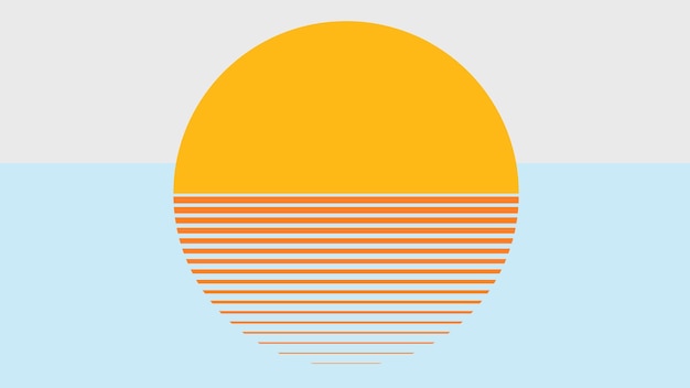 Carta da parati blu di vettore estetico tramonto arancione