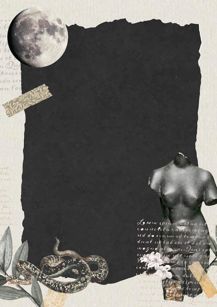 Vettore gratuito carta da parati collage, arte digitale collage vettoriale di sfondo estetico scuro
