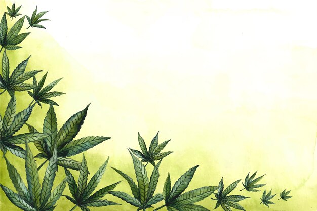 Carta da parati foglia di cannabis dell'acquerello