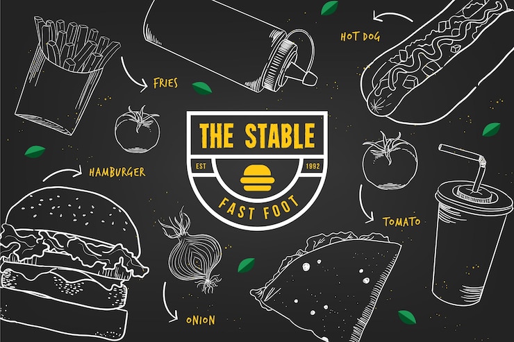 Vettore gratuito carta da parati murale del ristorante