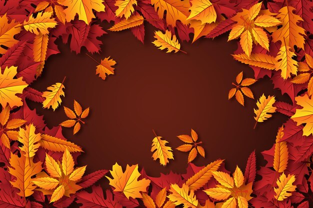 Carta da parati realistica delle foglie di autunno