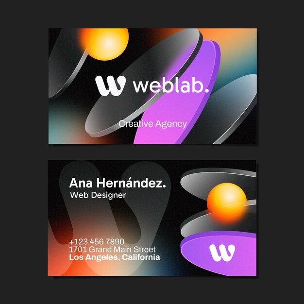Carta da visita orizzontale di web design in gradiente