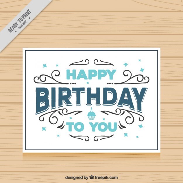 Vettore gratuito carta di compleanno decorativo in stile vintage