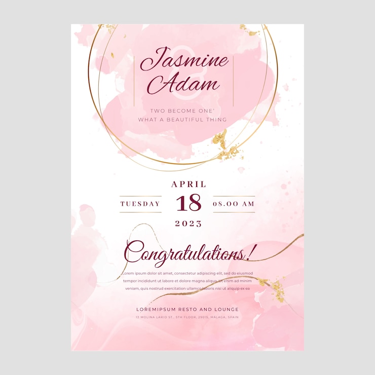 Vettore gratuito carta di congratulazioni di matrimonio dell'acquerello