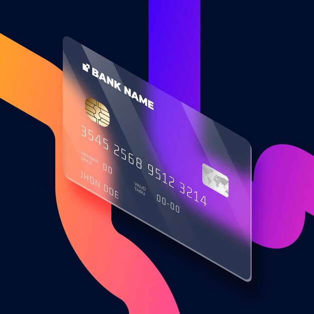 Carta di credito isometrica effetto vetro