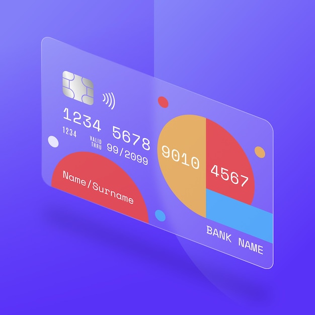 Carta di credito isometrica effetto vetro