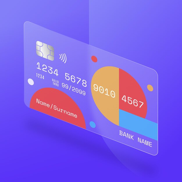 Carta di credito isometrica effetto vetro