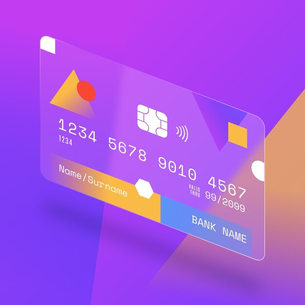 Carta di credito isometrica effetto vetro